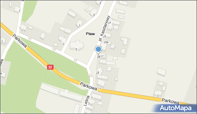 Pław, Plac Kasztanowy, 18, mapa Pław