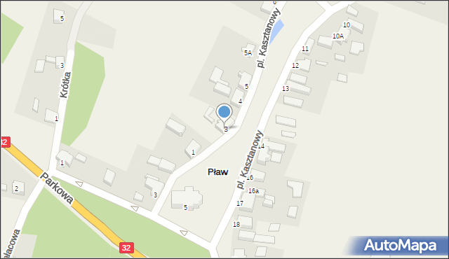 Pław, Plac Kasztanowy, 3, mapa Pław