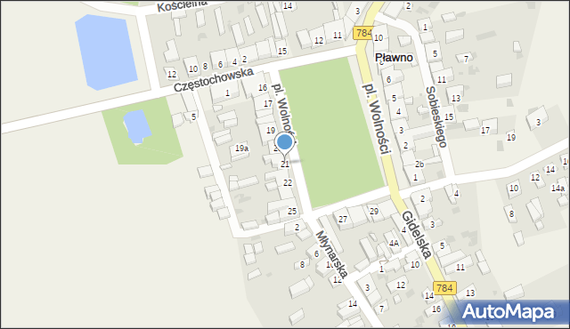 Pławno, Plac Wolności, 21, mapa Pławno