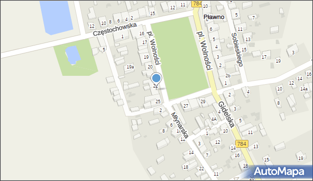 Pławno, Plac Wolności, 23, mapa Pławno