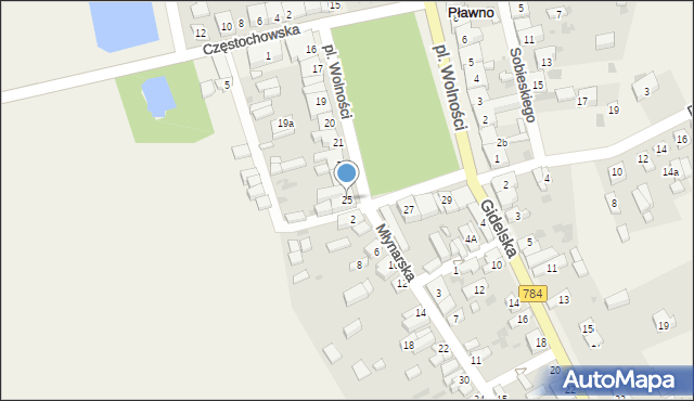 Pławno, Plac Wolności, 25, mapa Pławno