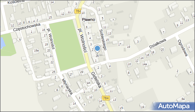 Pławno, Plac Wolności, 2b, mapa Pławno