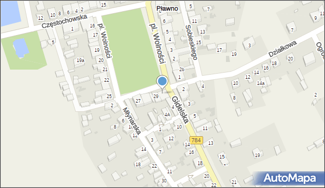 Pławno, Plac Wolności, 30, mapa Pławno