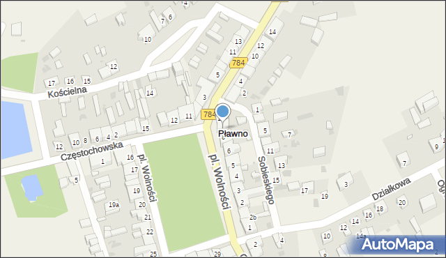 Pławno, Plac Wolności, 9, mapa Pławno