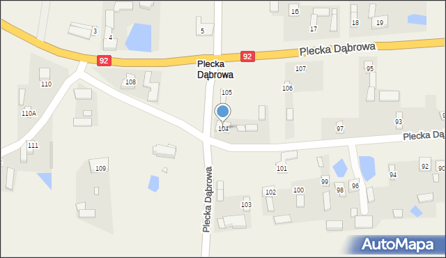 Plecka Dąbrowa, Plecka Dąbrowa, 104, mapa Plecka Dąbrowa