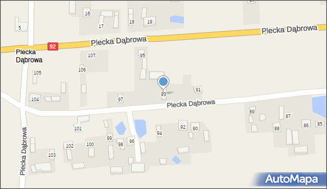 Plecka Dąbrowa, Plecka Dąbrowa, 93, mapa Plecka Dąbrowa