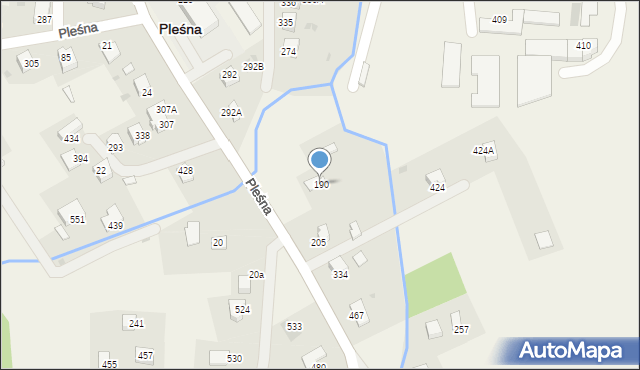 Pleśna, Pleśna, 190, mapa Pleśna