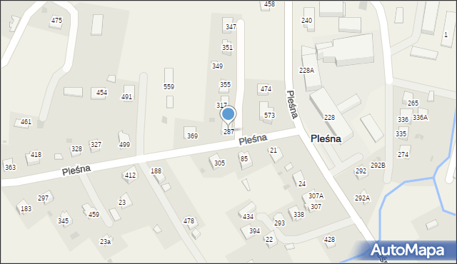 Pleśna, Pleśna, 287, mapa Pleśna