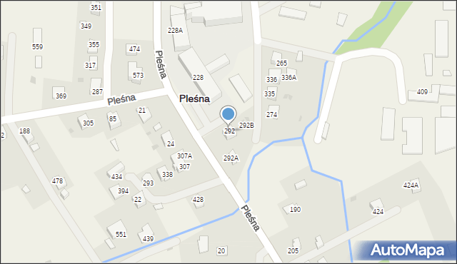 Pleśna, Pleśna, 292, mapa Pleśna