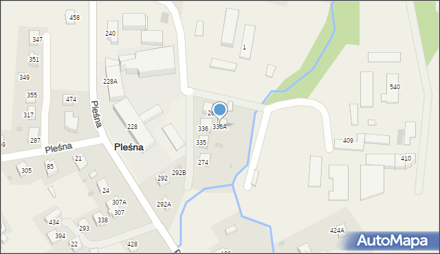 Pleśna, Pleśna, 336A, mapa Pleśna