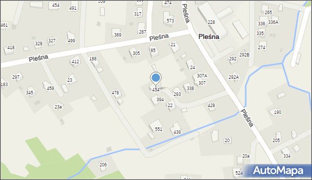 Pleśna, Pleśna, 434, mapa Pleśna