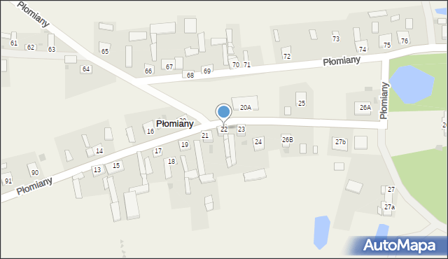 Płomiany, Płomiany, 22, mapa Płomiany