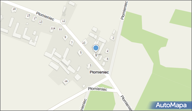 Płomieniec, Płomieniec, 8, mapa Płomieniec