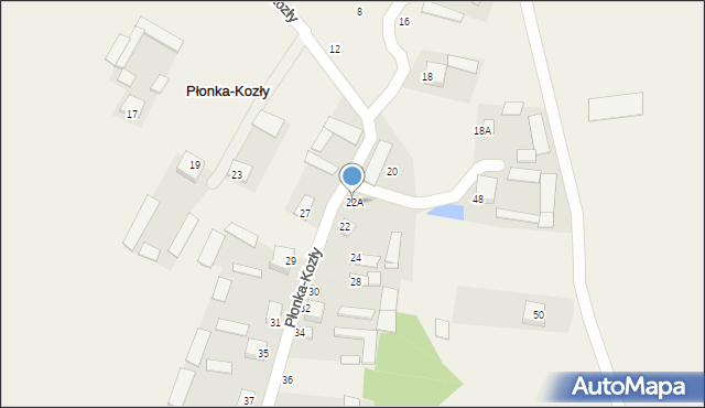 Płonka-Kozły, Płonka-Kozły, 22A, mapa Płonka-Kozły