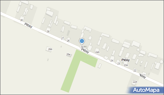 Płósy, Płósy, 25, mapa Płósy