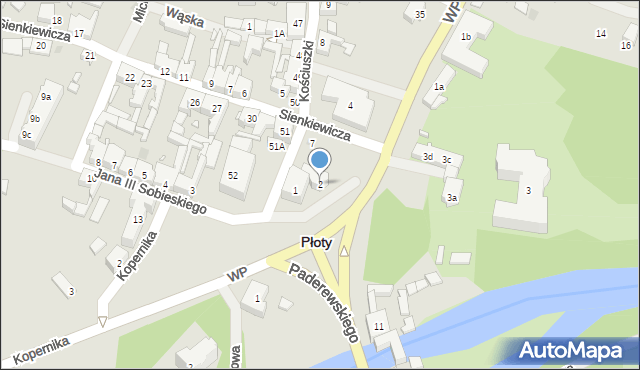 Płoty, Plac Konstytucji 3 Maja, 2, mapa Płoty