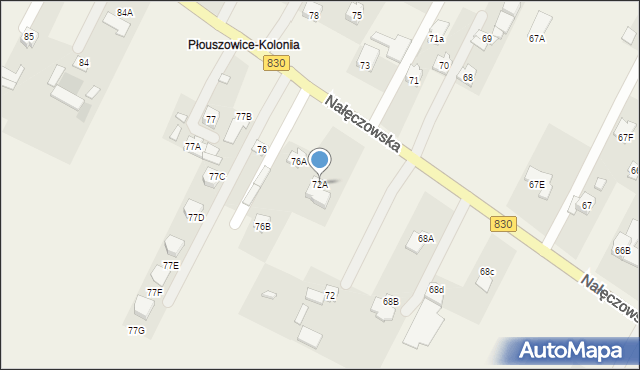 Płouszowice-Kolonia, Płouszowice-Kolonia, 72A, mapa Płouszowice-Kolonia