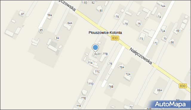 Płouszowice-Kolonia, Płouszowice-Kolonia, 77, mapa Płouszowice-Kolonia