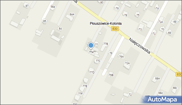 Płouszowice-Kolonia, Płouszowice-Kolonia, 77A, mapa Płouszowice-Kolonia