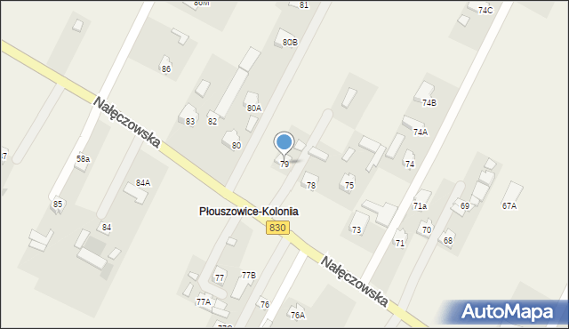 Płouszowice-Kolonia, Płouszowice-Kolonia, 79, mapa Płouszowice-Kolonia