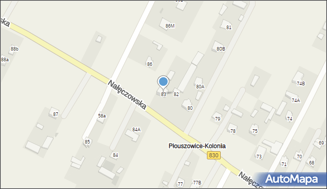 Płouszowice-Kolonia, Płouszowice-Kolonia, 83, mapa Płouszowice-Kolonia