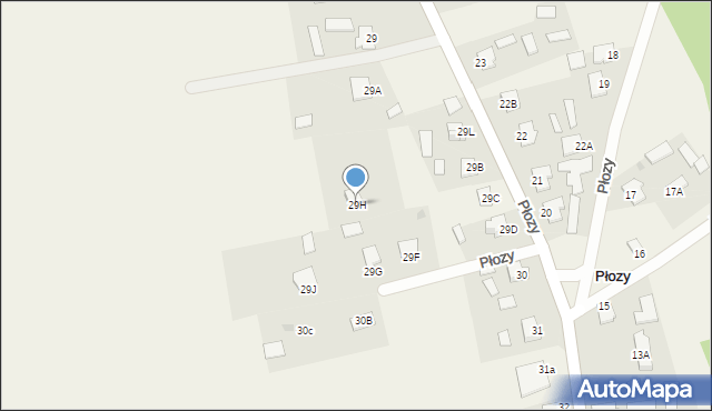 Płozy, Płozy, 29H, mapa Płozy