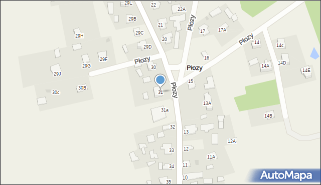 Płozy, Płozy, 31, mapa Płozy