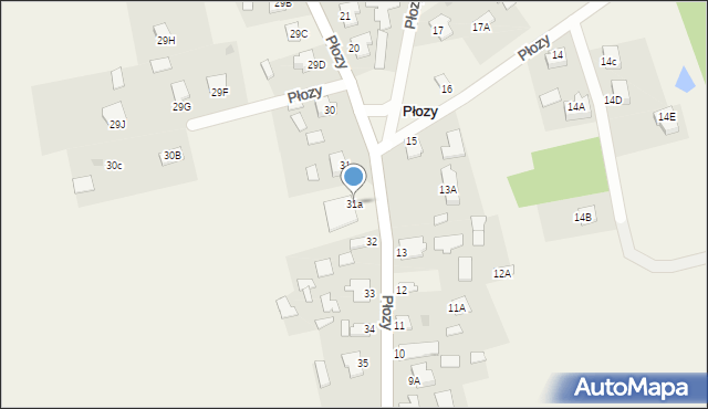 Płozy, Płozy, 31a, mapa Płozy