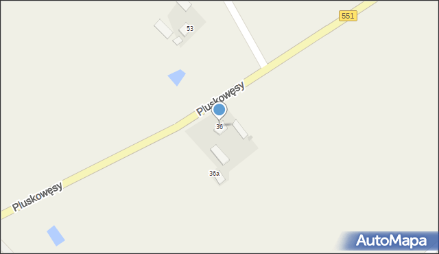 Pluskowęsy, Pluskowęsy, 36, mapa Pluskowęsy