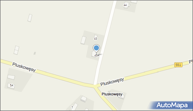 Pluskowęsy, Pluskowęsy, 43A, mapa Pluskowęsy