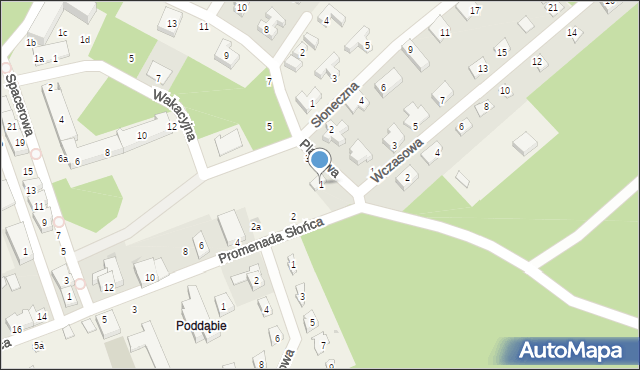 Poddąbie, Plażowa, 1, mapa Poddąbie