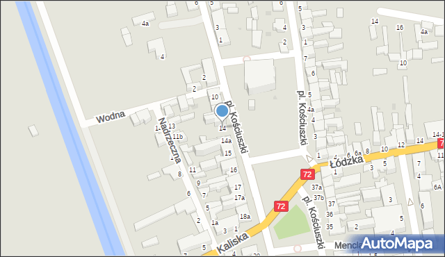 Poddębice, Plac Kościuszki Tadeusza, gen., 14, mapa Poddębice