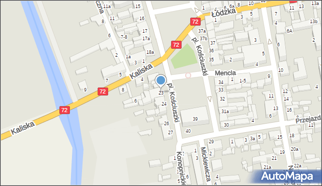 Poddębice, Plac Kościuszki Tadeusza, gen., 23, mapa Poddębice