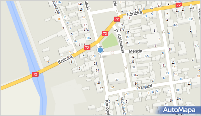 Poddębice, Plac Kościuszki Tadeusza, gen., 23i, mapa Poddębice