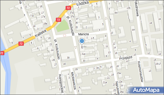 Poddębice, Plac Kościuszki Tadeusza, gen., 32, mapa Poddębice