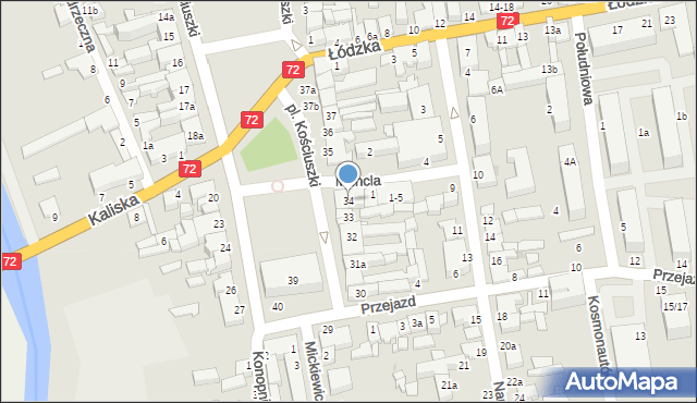 Poddębice, Plac Kościuszki Tadeusza, gen., 34, mapa Poddębice