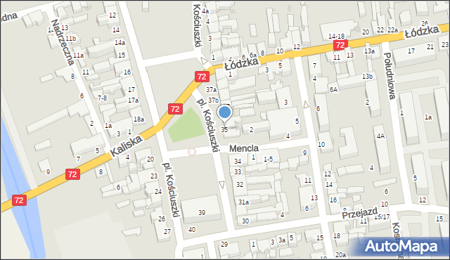 Poddębice, Plac Kościuszki Tadeusza, gen., 35, mapa Poddębice