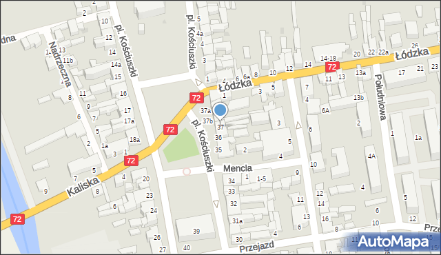 Poddębice, Plac Kościuszki Tadeusza, gen., 37, mapa Poddębice