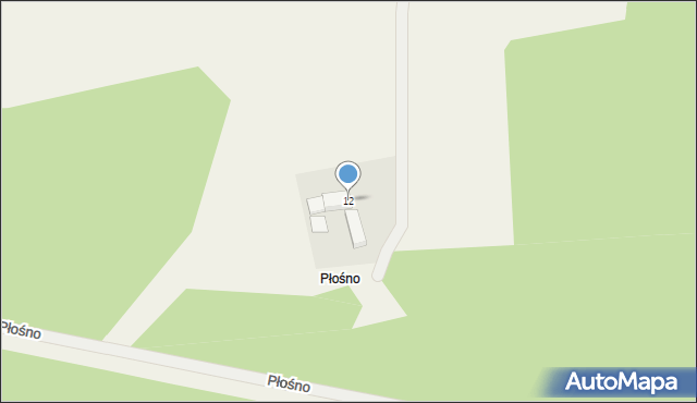 Podławie, Płośno, 12, mapa Podławie