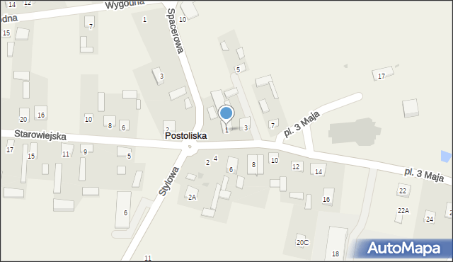 Postoliska, Plac 3 Maja, 1, mapa Postoliska