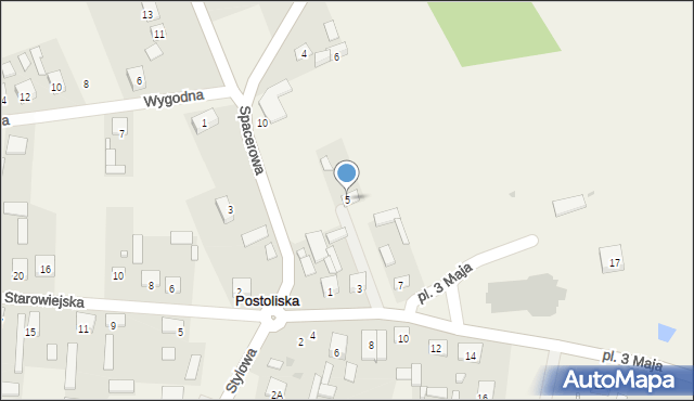 Postoliska, Plac 3 Maja, 5, mapa Postoliska