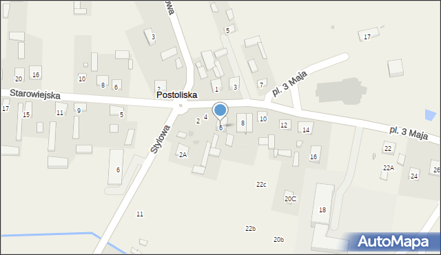 Postoliska, Plac 3 Maja, 6, mapa Postoliska