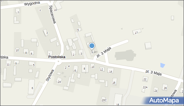 Postoliska, Plac 3 Maja, 7, mapa Postoliska