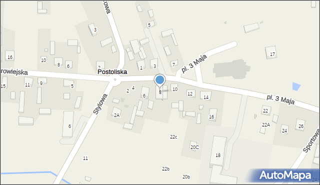 Postoliska, Plac 3 Maja, 8, mapa Postoliska