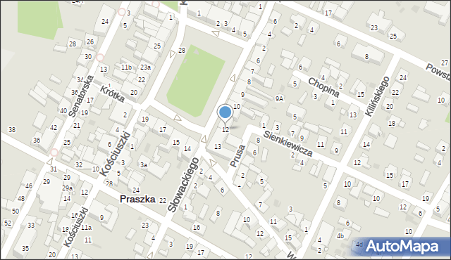 Praszka, Plac Grunwaldzki, 12, mapa Praszka