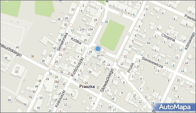 Praszka, Plac Grunwaldzki, 17, mapa Praszka