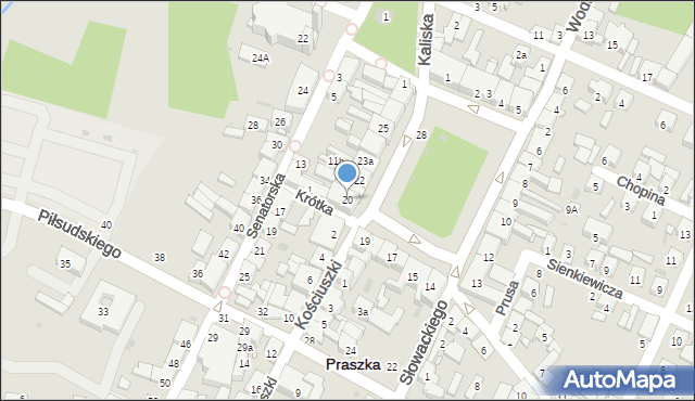 Praszka, Plac Grunwaldzki, 20, mapa Praszka