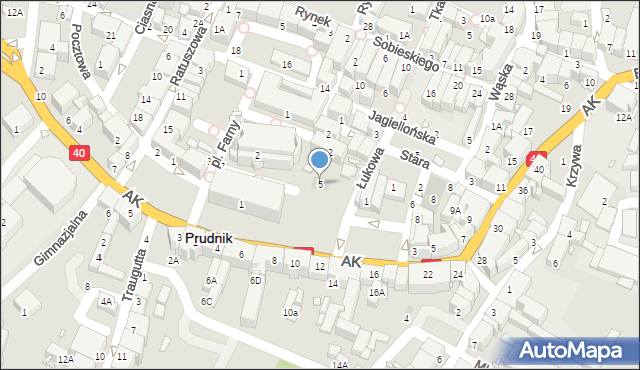 Prudnik, Plac Farny, 5, mapa Prudnik