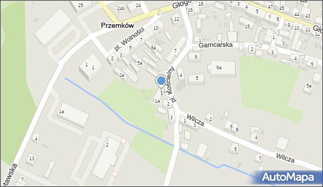 Przemków, Plac Kościelny, 1, mapa Przemków