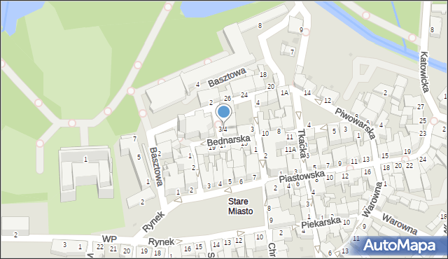 Pszczyna, Plac Kuczery Józefa, ks. prał., 3/4, mapa Pszczyny